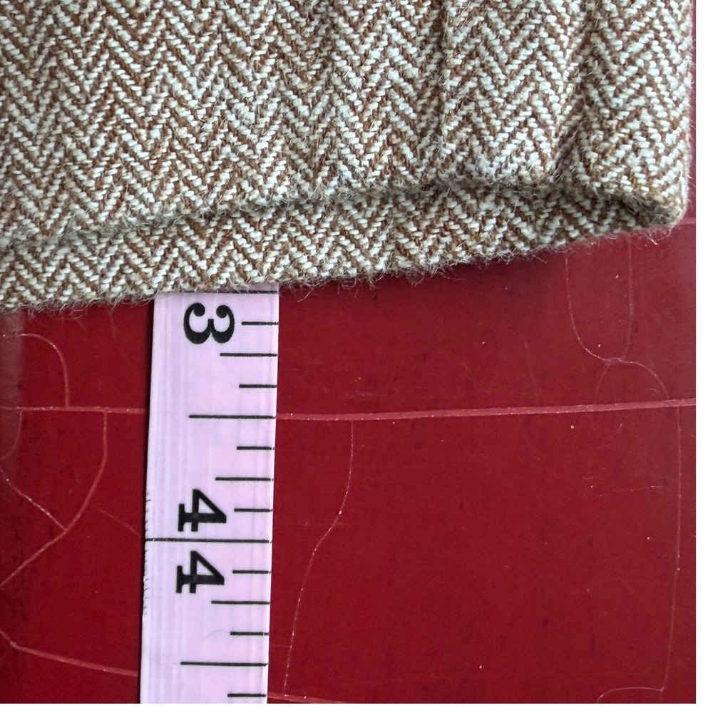 Banana Republic Herringbone Linen Blend Pants Womens 14 Brown Pleated Quiet Lux - Picture 12 of 13